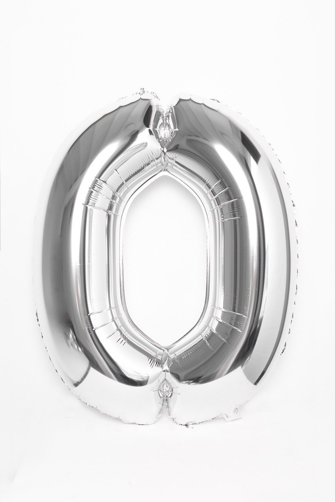 Шары воздушные.Шар фольгированный Цифра " 0 ", размер 102 см, серебро. Шары воздушные с днём рождения. #1