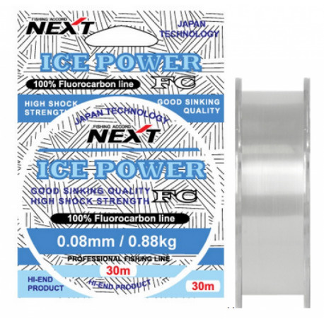 Next, Монолеска Ice Power, флюорокарбон, тонущая, 30м, 0.18мм, 3.60кг  #1