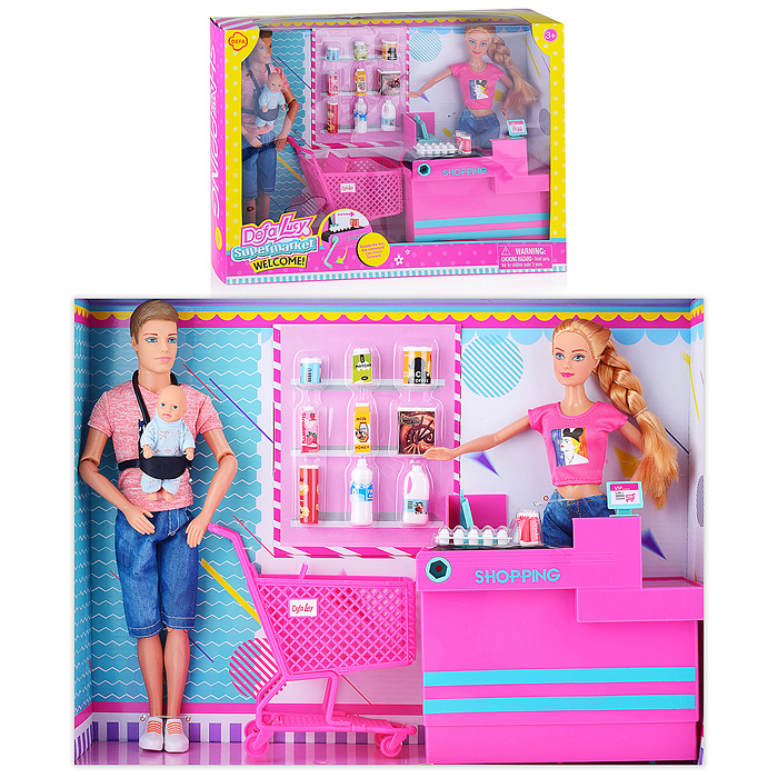Кукла типа Барби Defa Lucy Набор кукол (Папа, малыш, кассир) с аксессуарами, в коробке 8351  #1