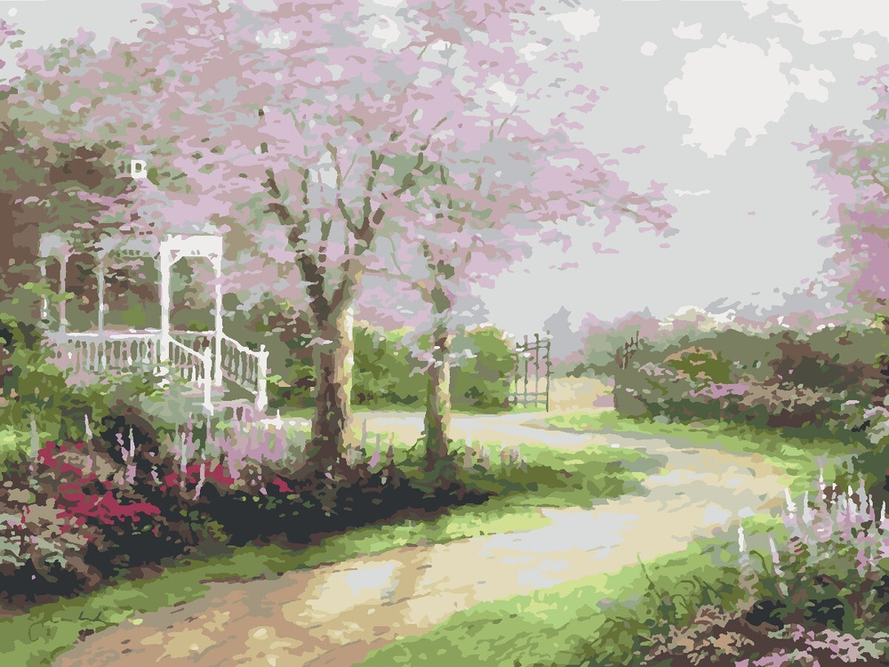 Картина по номерам Hobruk "Весенний сад" на холсте на подрамнике 40х50, раскраска по номерам, цветы / #1