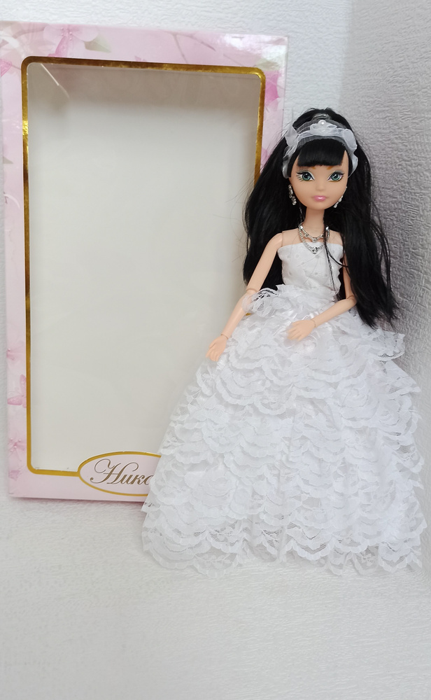 Кукла невеста в свадебном платье гнущаяся брюнетка #1