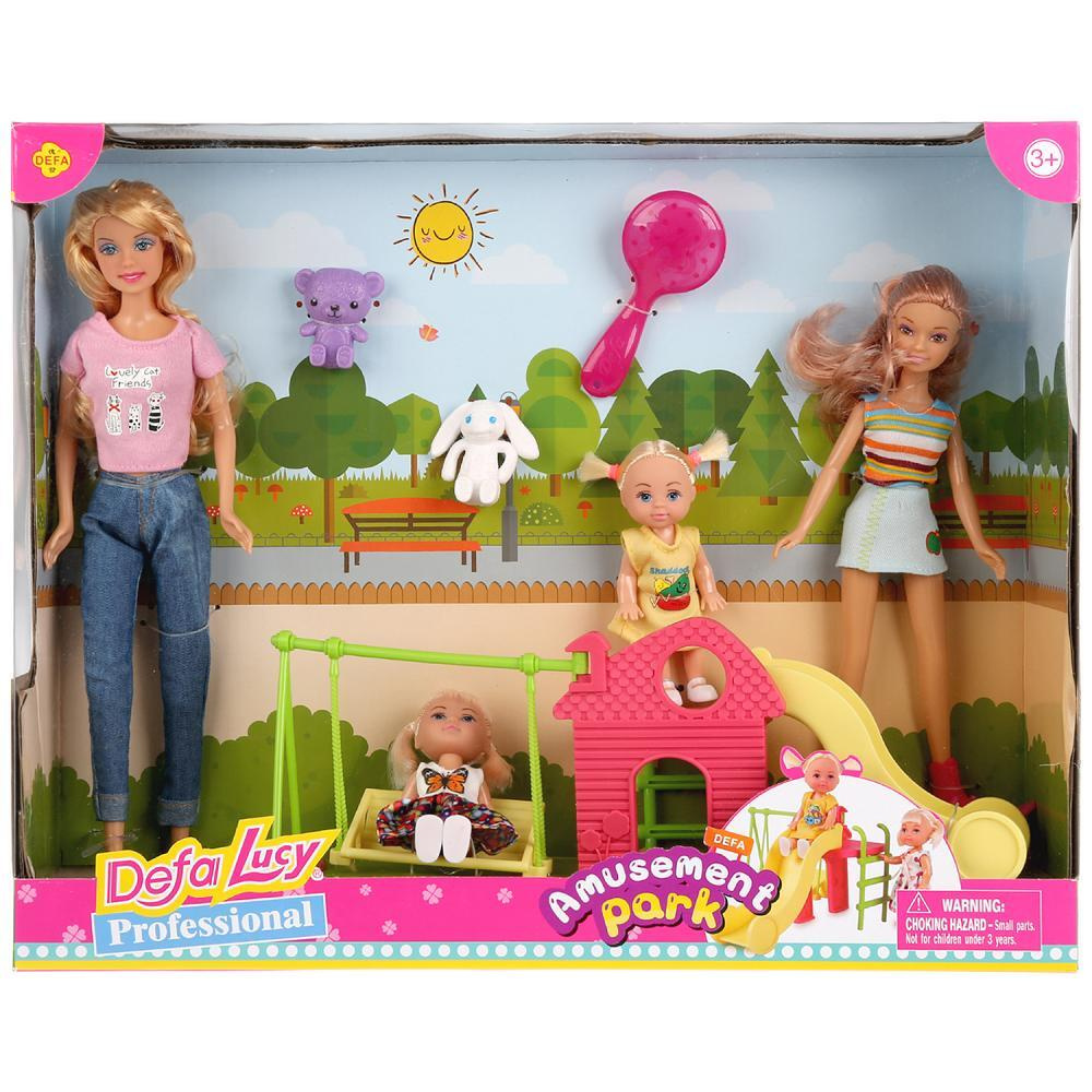 Игровой набор кукол Defa Lucy Детская площадка, куклы 29 см, 21 см, 10 см 8409  #1