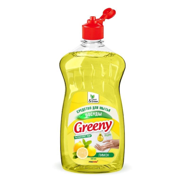 Средство для мытья посуды "Greeny" Light 500 мл. Clean&Green CG8069, 3 шт #1