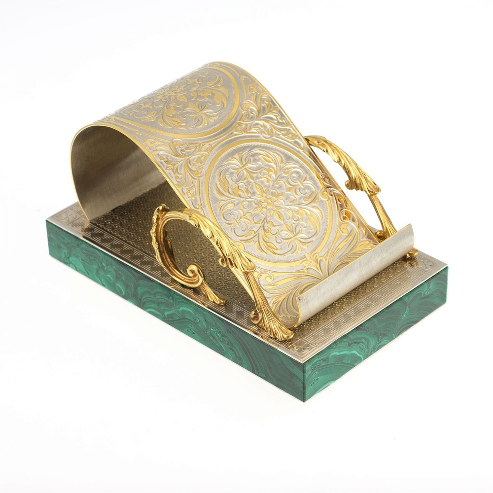 Настольная подставка для смартфона камень малахит в подарочной упаковке Златоуст  #1