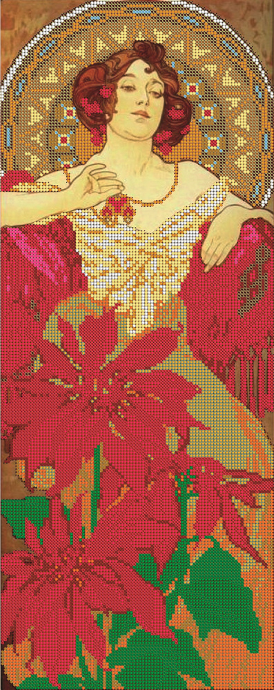 Набор для вышивания бисером (Тайвань) Светлица, картина "Девушка - рубин" 19*48 см  #1