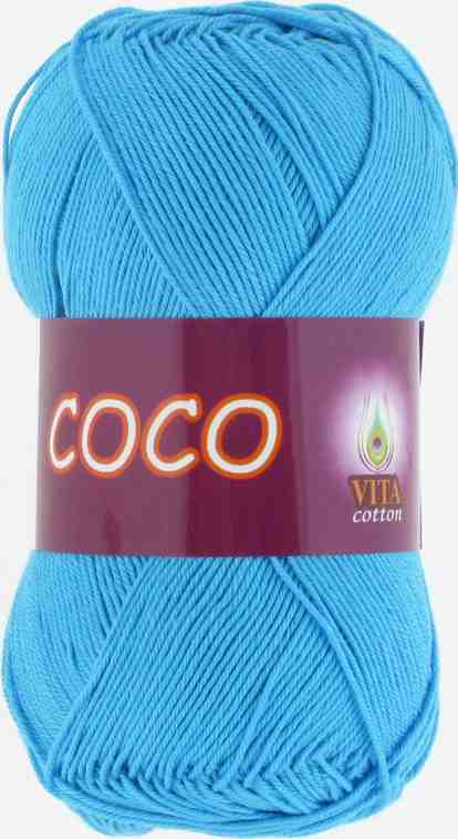 Пряжа Коко Вита Коттон (Coco Vita Cotton), цвет: 3878 Бирюзовый, 1 моток 50 гр., состав: 100% мерсеризованный #1