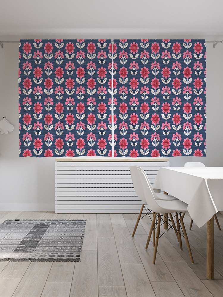 Фотошторы для кухни и спальни JoyArty Oxford DeLuxe "Текстильные цветы", 2 полотна со шторной лентой #1