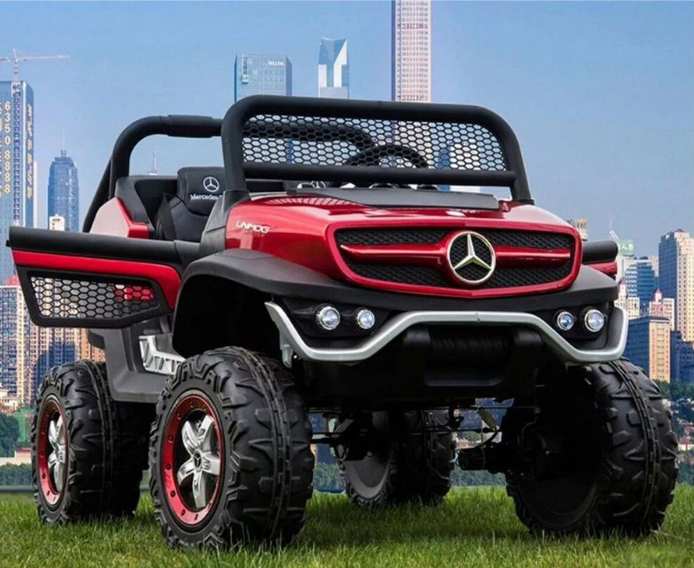 Двухместный Электромобиль Mercedes-Benz Unimog 4WD ПОЛНЫЙ ПРИВОД (ЛИЦЕНЗИЯ) Красный Глянец  #1