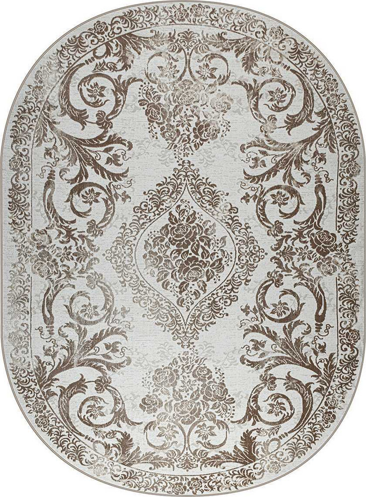 AVALON CARPET Ковер Rimma Lux (Римма люкс) овальный, бежевый / коричневый в классическом стиле, винтажный #1