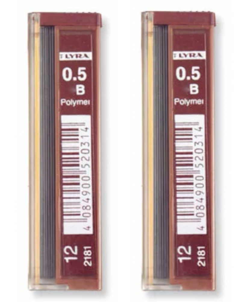 Грифели для механических карандашей с полимером LYRA POLYMER диаметр 0.5 мм, В (мягкие) - 2 шт.  #1
