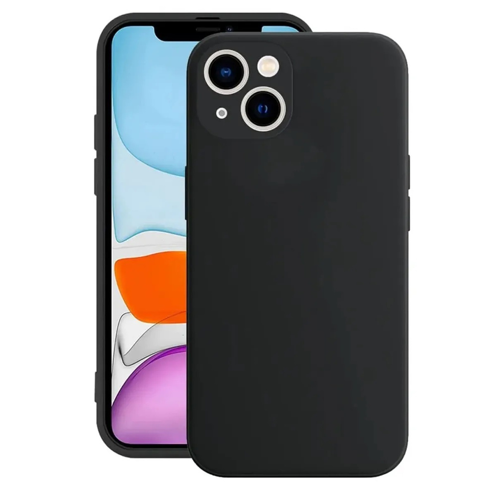 Чехол - накладка Soft Touch с защитой камеры для iPhone 13 / чехол для смартфона Айфон 13 черный  #1