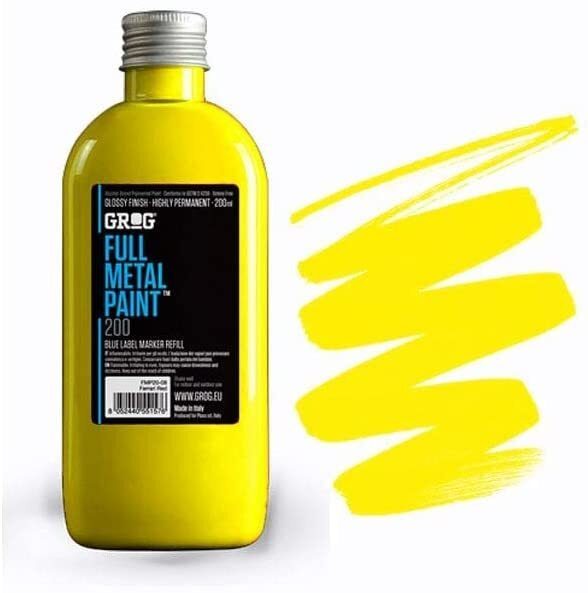 Заправка для маркеров и сквизеров Grog Paint FMP желтые флеш Flash Yellow 200 мл  #1