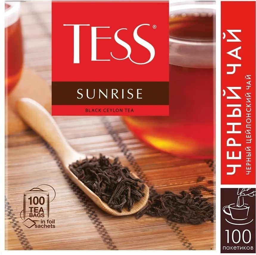 Чай в пакетиках черный Tess Sunrise, 100 шт #1