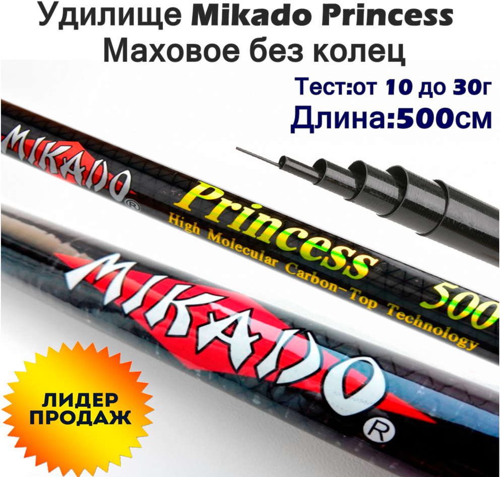 Телескопическое удилище без колец MIKADO Princess , от 10гр до 30гр, 500см  #1