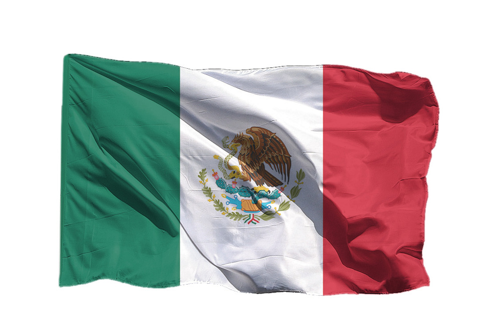 Флаг Мексики на шёлке, 70х105 см для ручного древка #1