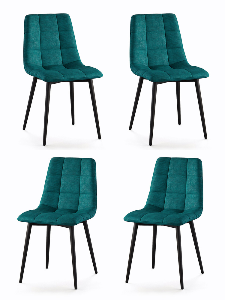 DecoLine Комплект стульев для кухни, кабинета Чили, микрофибра Aloba, каркас черный, 4 шт.  #1