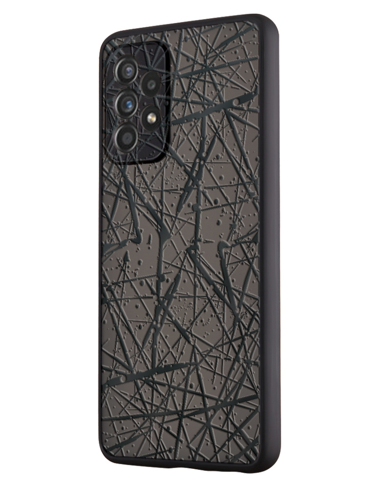 Чехол Mcover для Galaxy A52 (Галакси А52), противоударный, с защитой камеры, Чёрный узор  #1