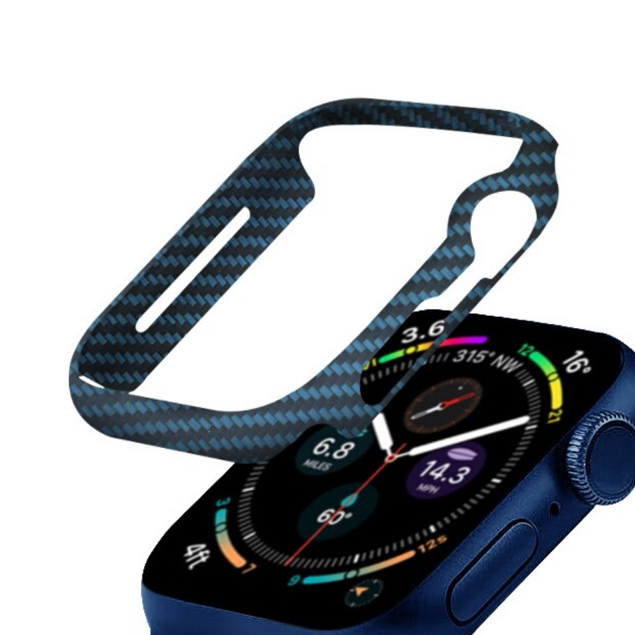 Кевларовый чехол DiXiS Carbon Case для Apple Watch Series 7 41 mm (BLAW41-CM) синий матовый  #1