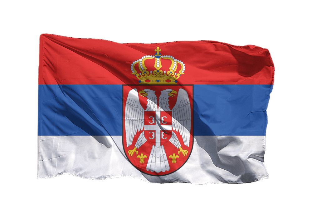 Флаг Сербии на шёлке, 70х105 см для ручного древка #1
