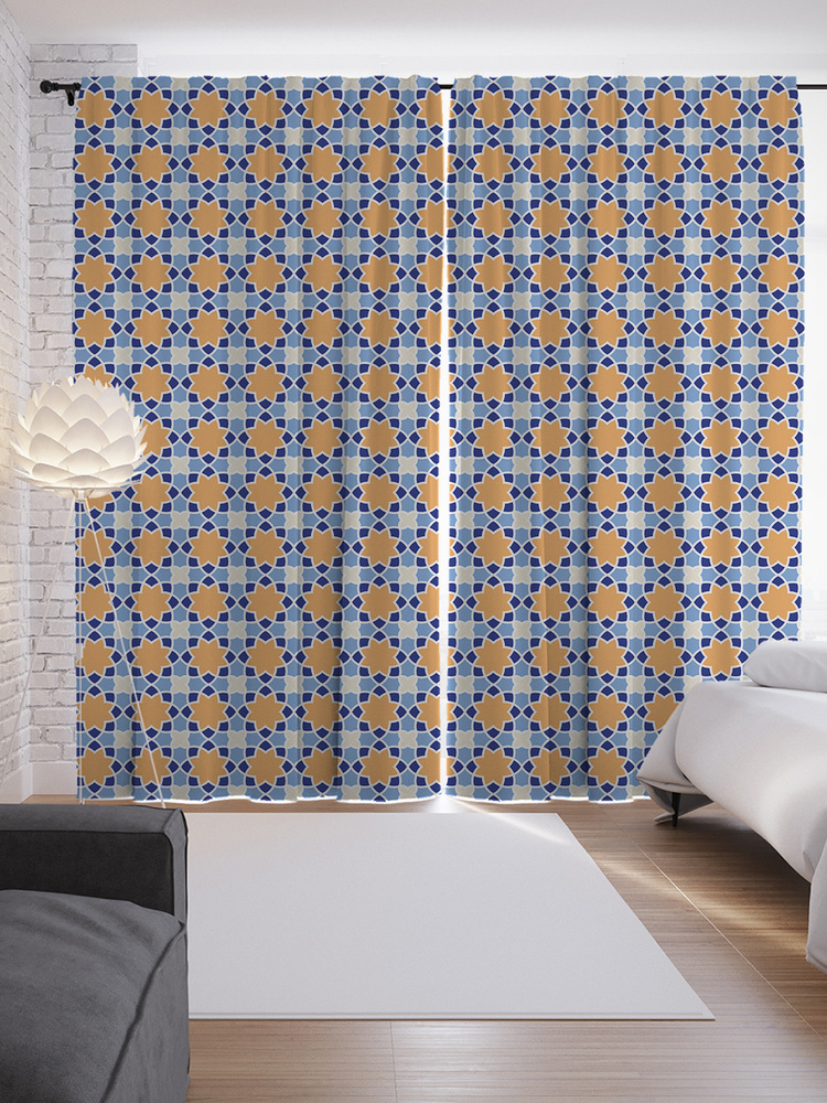 Фотошторы для кухни и спальни JoyArty "Геометрический марокканский орнамент", 2 полотна со шторной лентой #1