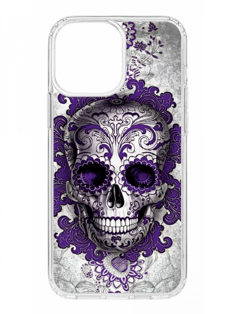 Чехол iPhone 13 Про Макс MagSafe, с рисунком Kruche Print Sugar Skull, с магнитом  #1