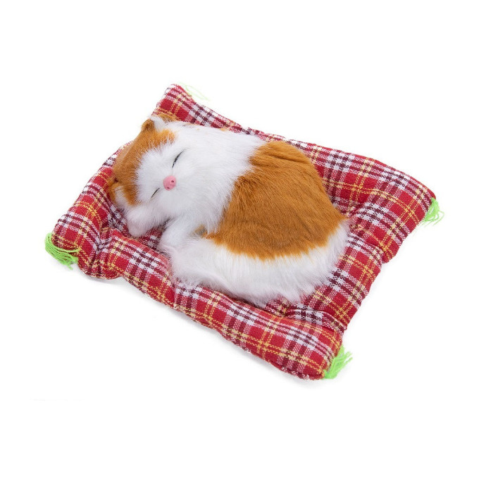 Котёнок на подушке, из натурального меха с голосом #1