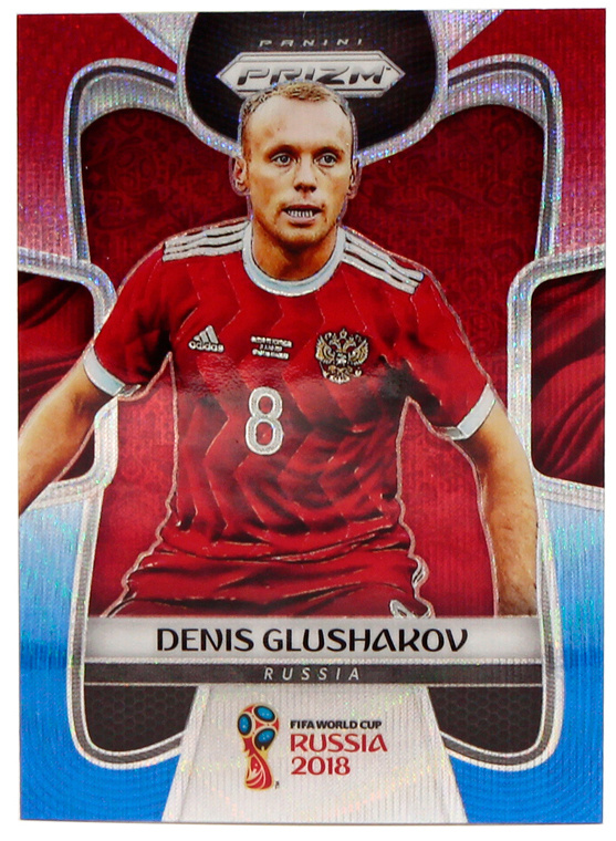 Коллекционная карточка Panini Prizm FIFA World Cup Russia 2018 - #168 Denis Glushakov - Red Blue Wave #1