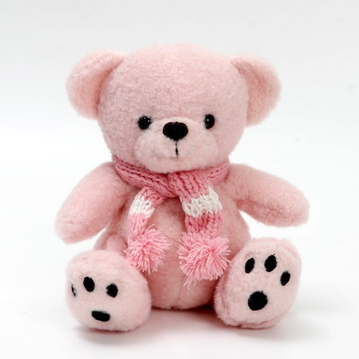 Мягкая игрушка "Мишка в шарфике", цвет розовый #1