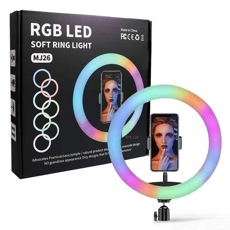 Кольцевая лампа светодиодная LED-лампа RGB 26см с держателем для телефона / Лампа для селфи блогера видеосъемки #1