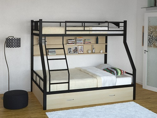 Двухъярусная кровать, 199х126х156 см, черный #1