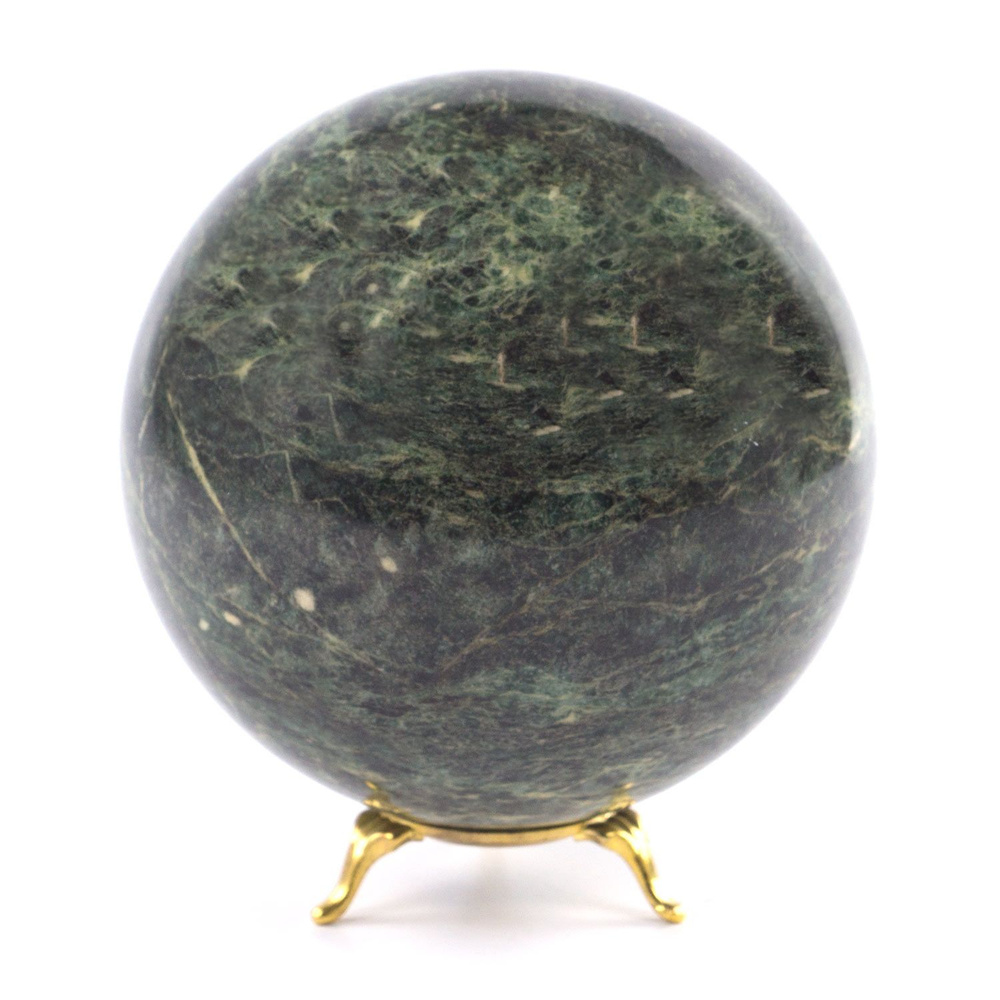 Шар 12,5 см змеевик темно-зеленый шабровский / шар декоративный / шар для медитаций / каменный шарик #1