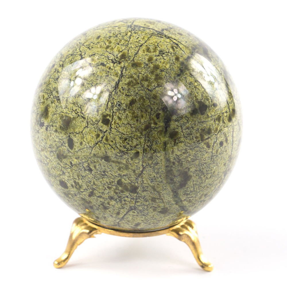 Шар из камня 8 см змеевик светло-зеленый / шар декоративный / шар для медитаций / каменный шарик / сувенир #1