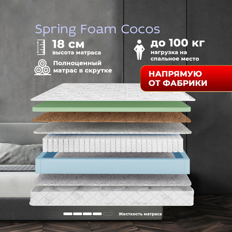 Dreamtec Матрас Spring Foam Cocos, Независимые пружины, 200х195 см #1