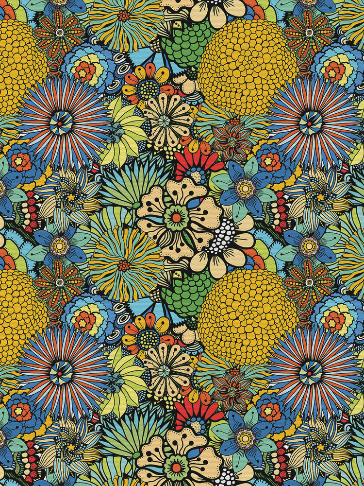 Отрезная ткань для мебели Ambesonne "Цветочный луг" метражом для рукоделия и шитья, оксфорд, 155 см  #1