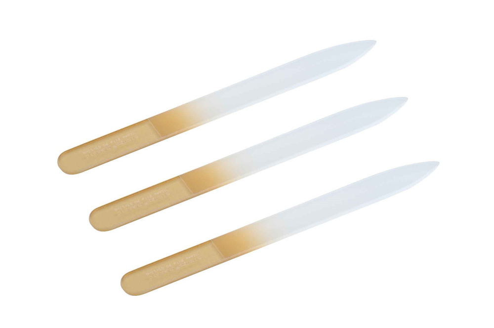 Zinger Пилочка для ногтей стеклянная (FG-02-09-G) 2-сторонняя (90мм) золотого цвета, пилка маникюрная #1