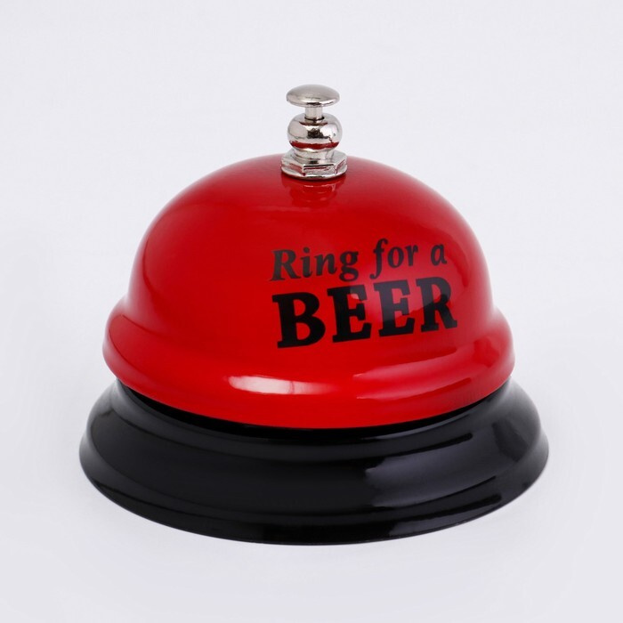 Звонок настольный сувенирный "Ring for a beer", 7.5 x 7.5 x 6 см, красный  #1