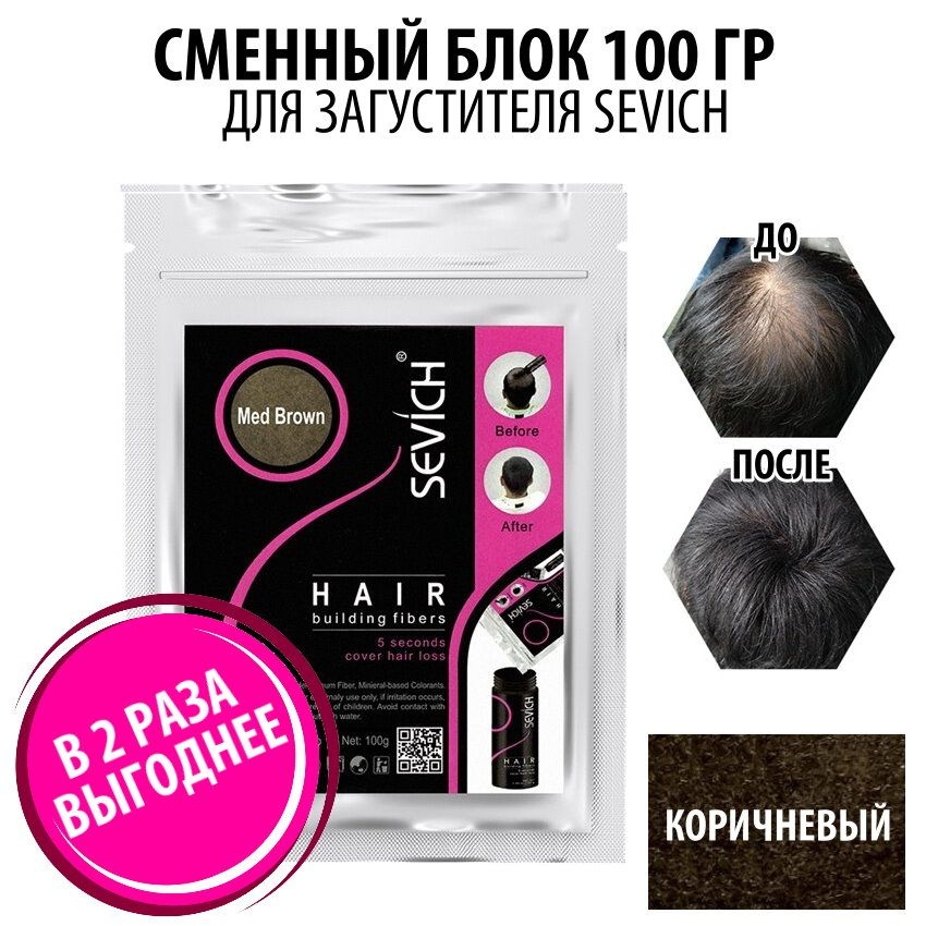 Загуститель для волос Sevich Hair Fibers, 100 гр, medium brown #1