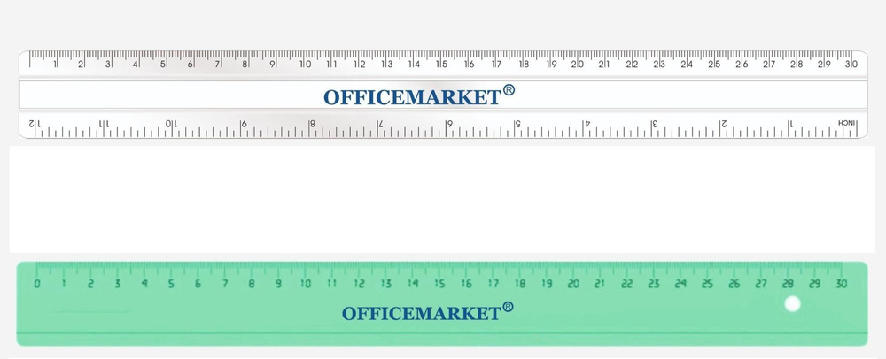 Линейка 30 см Officemarket "Стандарт", пластик, прозрачный 2 штуки  #1