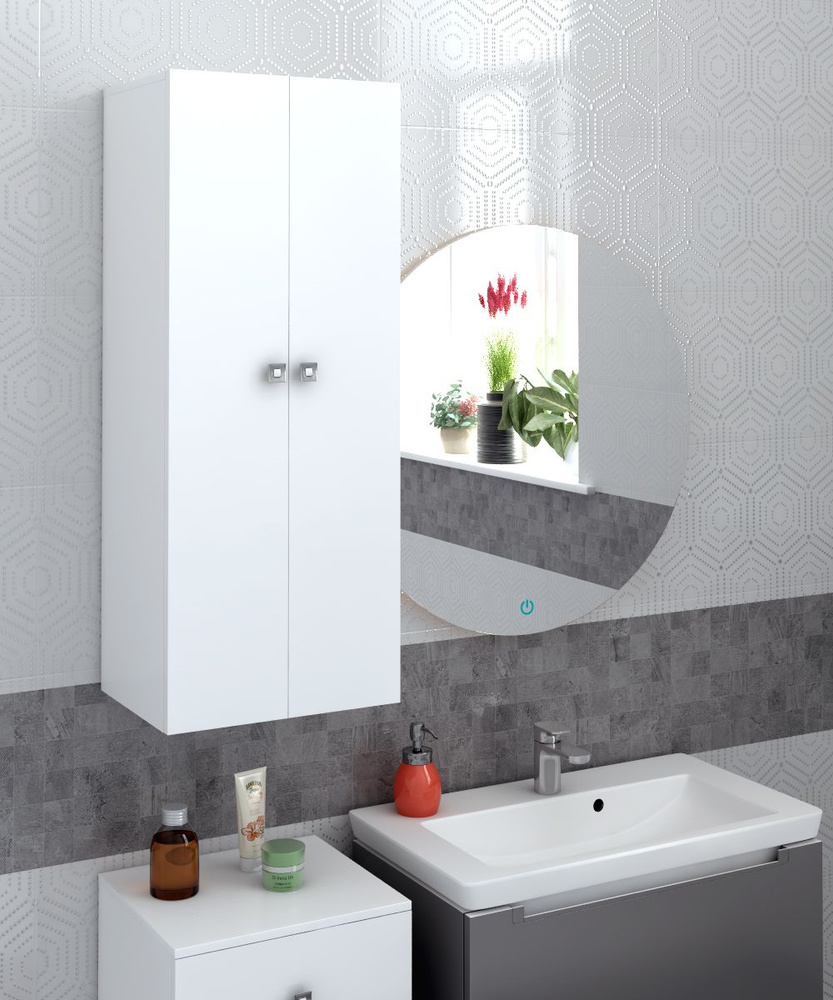 REGENT style Шкаф-пенал для ванной, ПеналВиола2д/подвесной, 40х30х100 см, Универсальный  #1