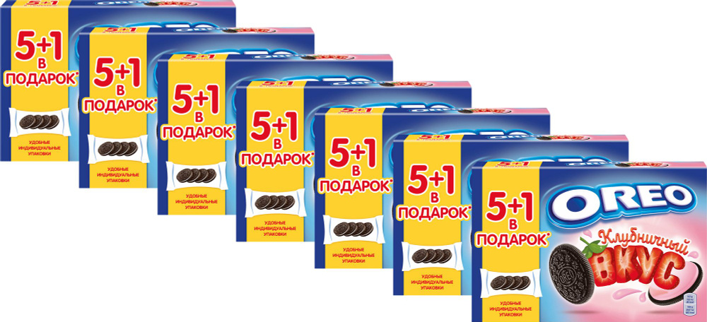 Печенье Oreo какао-клубника, комплект: 7 упаковок по 228 г #1