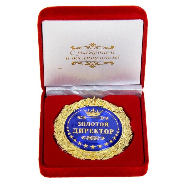 Медаль в бархатной коробке "Золотой директор", d-7 см #1