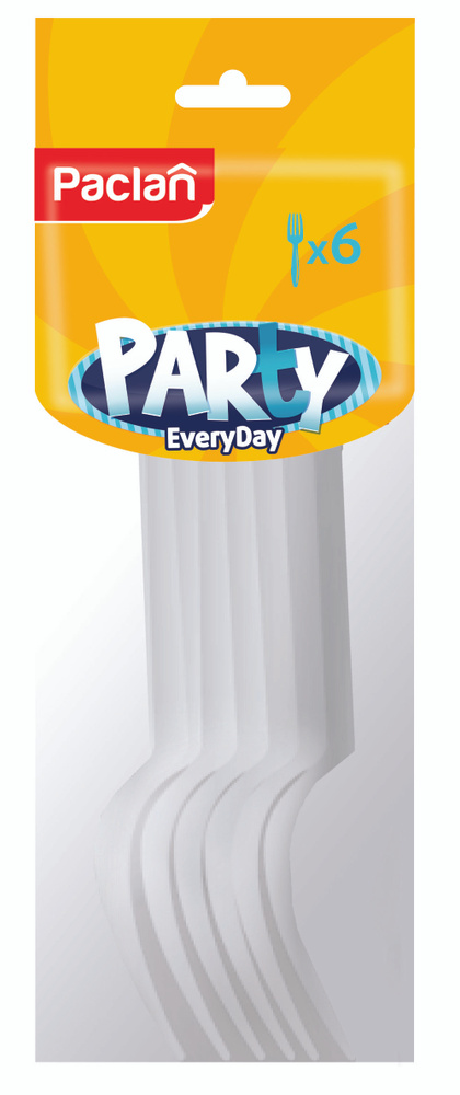 Paclan Вилка пластиковая Party Every Day, белая, 6 шт #1