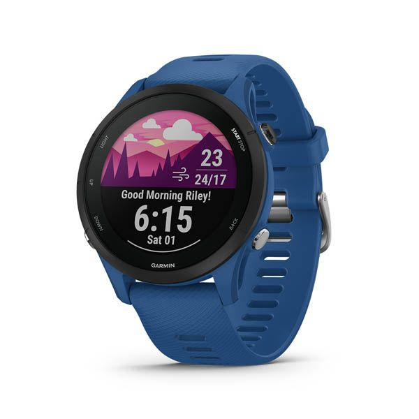 Garmin Умные часы Смарт часы Forerunner 255 Tidal Blue с черным безелем и силиконовым синис ремешком #1