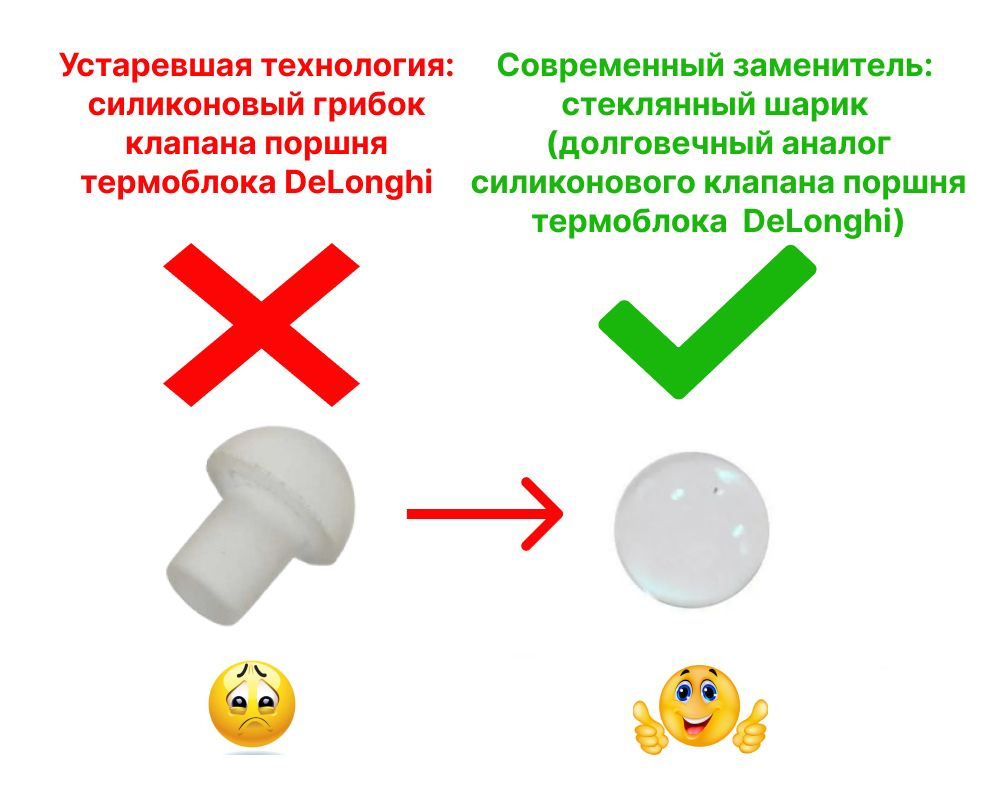 Стеклянный шарик (долговечнее силиконового клапана поршня термоблока DeLonghi)  #1