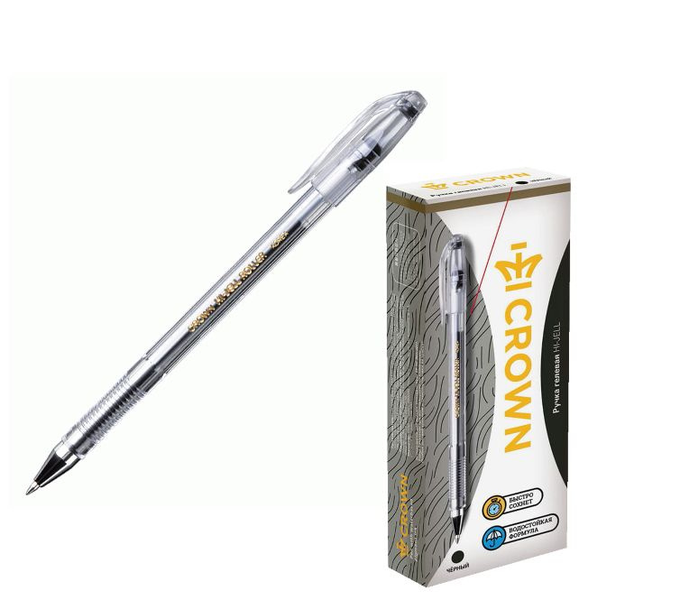 Crown Ручка Гелевая, толщина линии: 0.35 мм, цвет: Черный, 12 шт.  #1