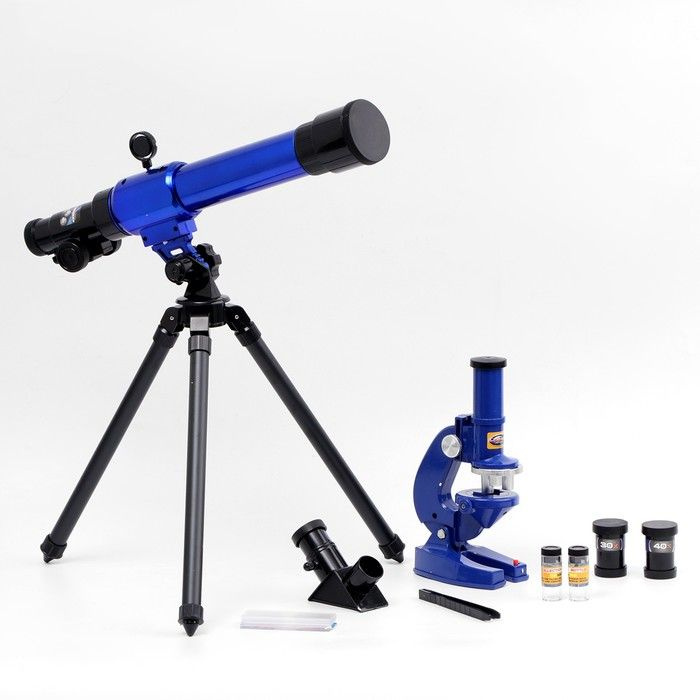 Набор обучающий "Опыт": телескоп настольный , сменные линзы 20х/ 30х/ 40х, микроскоп 100х/ 200х/ 450 #1