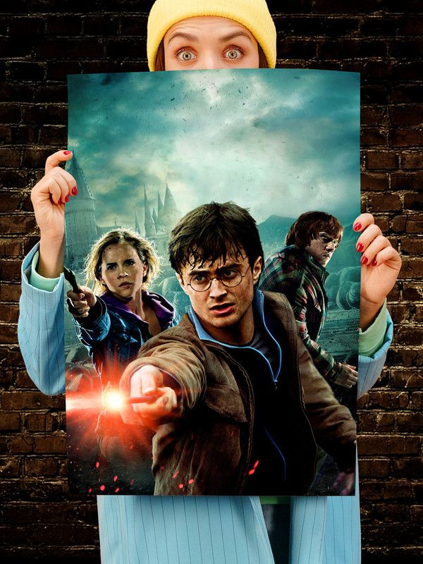 Постер интерьерный Гарри Поттер 3, 70х46 см. Матовый яркий. Harry Potter Гермиона Рон  #1