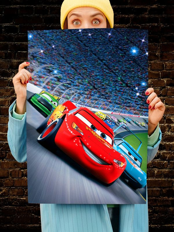 Постер интерьерный Тачки, 70х46 см. Матовый яркий. Молния маквин The Cars  #1