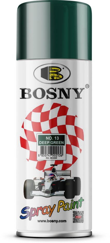 Bosny Аэрозольная краска Быстросохнущая, Глянцевое покрытие, 0.52 л, 0.3 кг, зеленый  #1