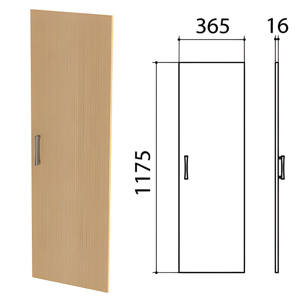 Дверь ЛДСП средняя "Монолит", 365х16х1175 мм, цвет бук бавария, ДМ42.1, 1ед. в комплекте  #1
